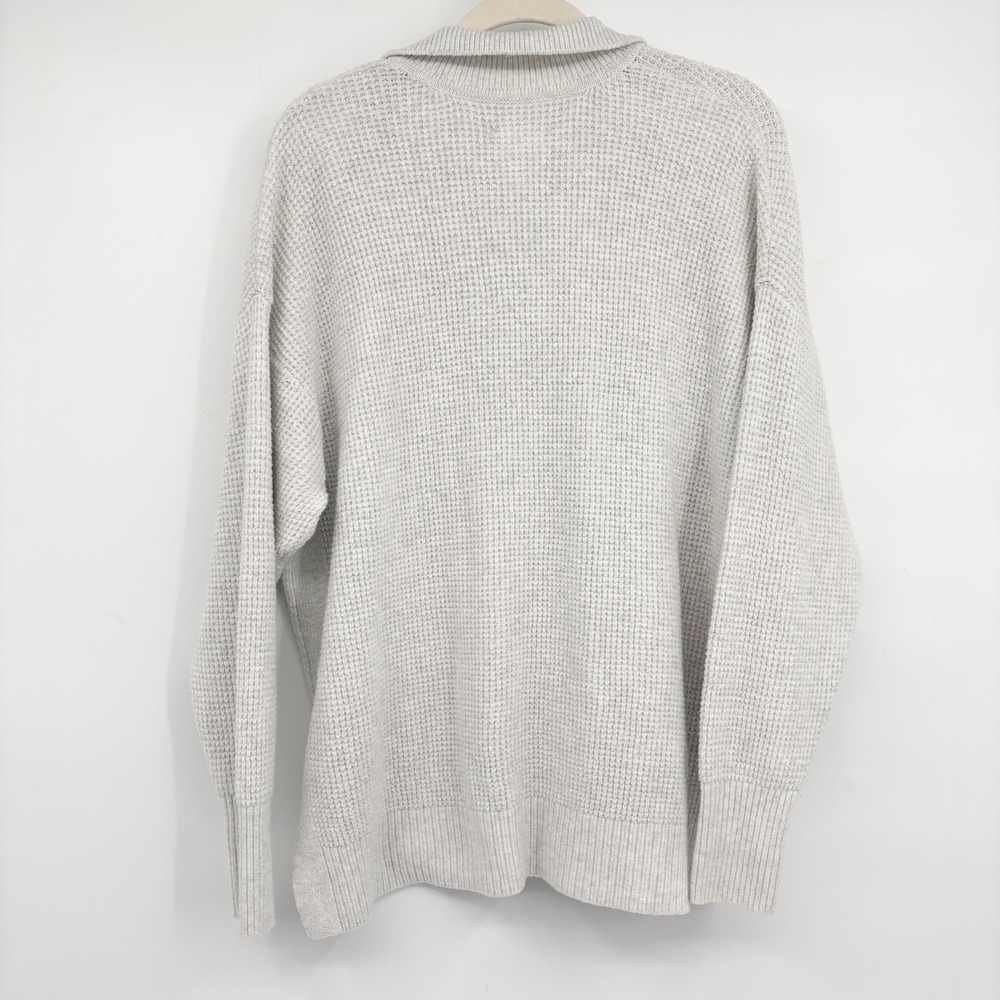 Aerie Womens Gray Cozyup Waffle Knit Oversized Lounge Cozy Polo Sweater Size S - Picture 6 of 6
